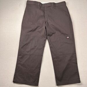 Dickies Pants Mens 44x30 Loose Fit Double Knee Brown Chocolate Canvas Work Baggy